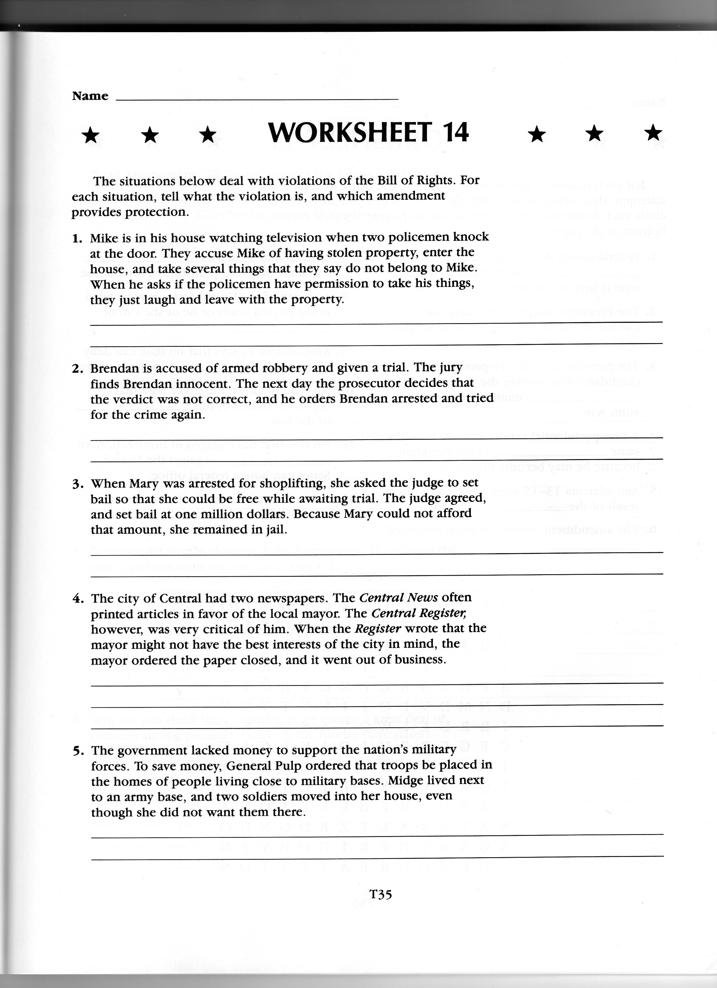 Foundations - Ms. Hawkins Social Studies For Bill Of Rights Worksheet Answers